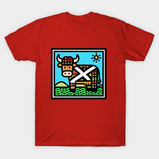 Scottish Cow - Pop Art T-Shirt by Sketchy